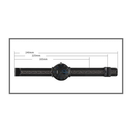 SKMEI 9218 Men Horizontal Striped Arabic Numeral Dial Mesh Belt Quartz Watch(Black)-garmade.com