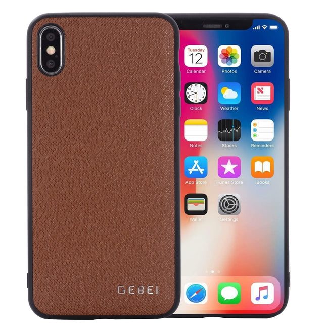 For iPhone 11 GEBEI Full-coverage Shockproof Leather Protective Case(Brown)-garmade.com