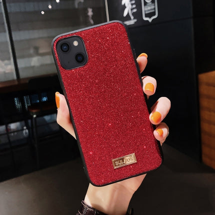 SULADA Shockproof TPU + Handmade Leather Case For iPhone 13 mini(Red)-garmade.com