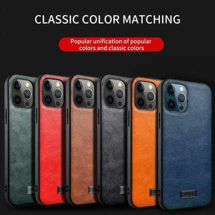 SULADA Shockproof TPU + Handmade Leather Protective Case For iPhone 13(Green)-garmade.com