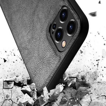 SULADA Shockproof TPU + Handmade Leather Protective Case For iPhone 13(Black)-garmade.com