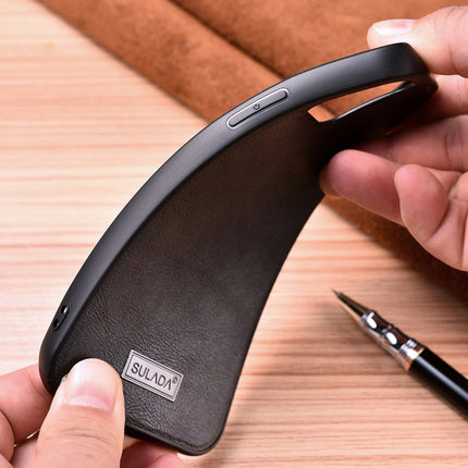 SULADA Shockproof TPU + Handmade Leather Protective Case For iPhone 13 Pro(Black)-garmade.com