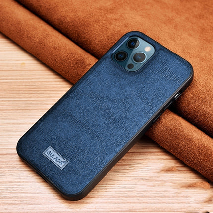 SULADA Shockproof TPU + Handmade Leather Protective Case For iPhone 13 Pro Max(Blue)-garmade.com