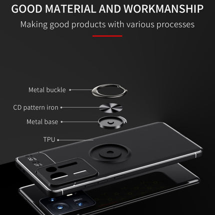 For Xiaomi Mix 4 Metal Ring Holder 360 Degree Rotating TPU Case(Black+Rose Gold)-garmade.com