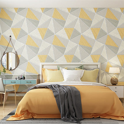 Home Geometric Wallpaper Deerskin Velvet Non-self-adhesive Thickened Wallpaper, Size:53x1000cm(Light Yellow)-garmade.com