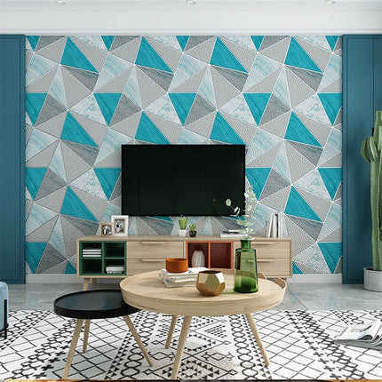 Home Geometric Wallpaper Deerskin Velvet Non-self-adhesive Thickened Wallpaper, Size:53x1000cm(Lake Blue)-garmade.com