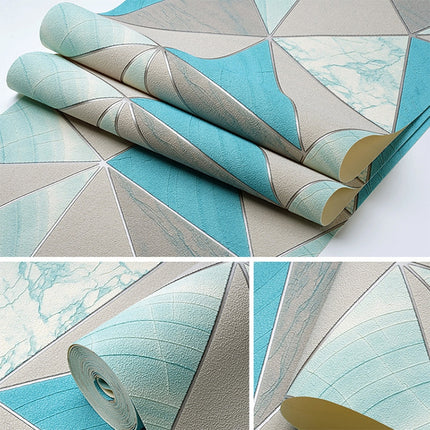 Home Geometric Wallpaper Deerskin Velvet Non-self-adhesive Thickened Wallpaper, Size:53x1000cm(Lake Blue)-garmade.com