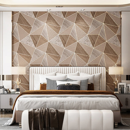 Home Geometric Wallpaper Deerskin Velvet Non-self-adhesive Thickened Wallpaper, Size:53x1000cm(Light Coffee)-garmade.com