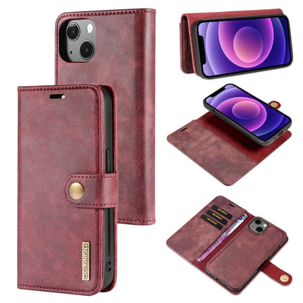 DG.MING Crazy Horse Texture Flip Detachable Magnetic Leather Case with Holder & Card Slots & Wallet For iPhone 13 mini(Red)-garmade.com