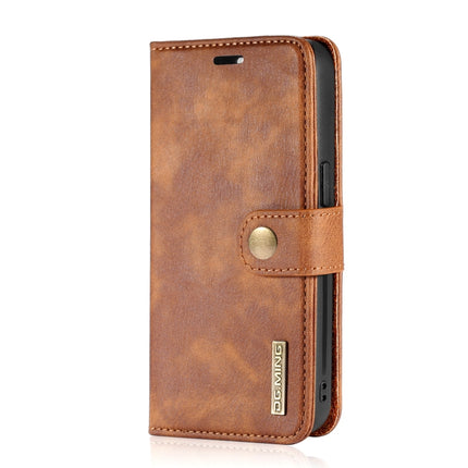 DG.MING Crazy Horse Texture Flip Detachable Magnetic Leather Case with Holder & Card Slots & Wallet For iPhone 13 mini(Brown)-garmade.com