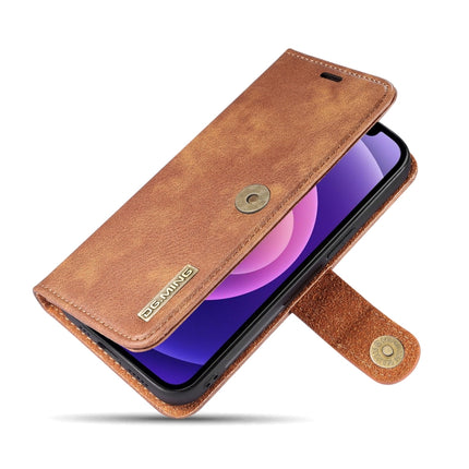 DG.MING Crazy Horse Texture Flip Detachable Magnetic Leather Case with Holder & Card Slots & Wallet For iPhone 13 mini(Brown)-garmade.com