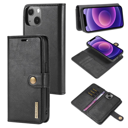 DG.MING Crazy Horse Texture Flip Detachable Magnetic Leather Case with Holder & Card Slots & Wallet For iPhone 13 mini(Black)-garmade.com