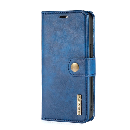 DG.MING Crazy Horse Texture Flip Detachable Magnetic Leather Case with Holder & Card Slots & Wallet For iPhone 13 mini(Blue)-garmade.com
