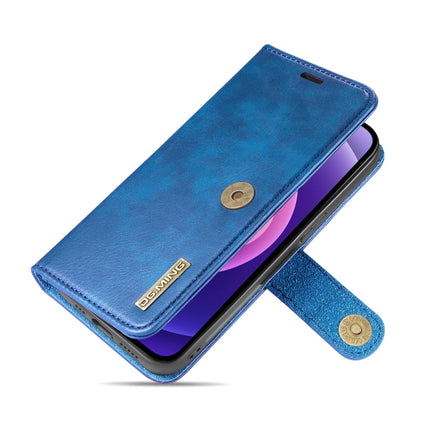 DG.MING Crazy Horse Texture Flip Detachable Magnetic Leather Case with Holder & Card Slots & Wallet For iPhone 13 mini(Blue)-garmade.com