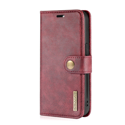 DG.MING Crazy Horse Texture Flip Detachable Magnetic Leather Case with Holder & Card Slots & Wallet For iPhone 13(Red)-garmade.com