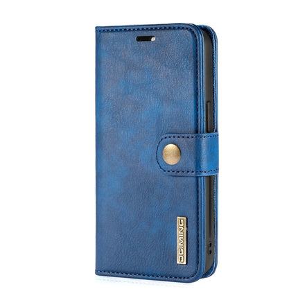 DG.MING Crazy Horse Texture Flip Detachable Magnetic Leather Case with Holder & Card Slots & Wallet For iPhone 13(Blue)-garmade.com