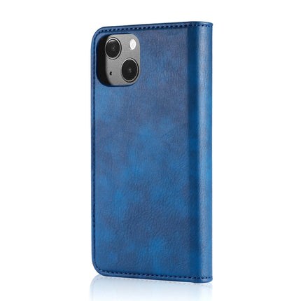 DG.MING Crazy Horse Texture Flip Detachable Magnetic Leather Case with Holder & Card Slots & Wallet For iPhone 13(Blue)-garmade.com