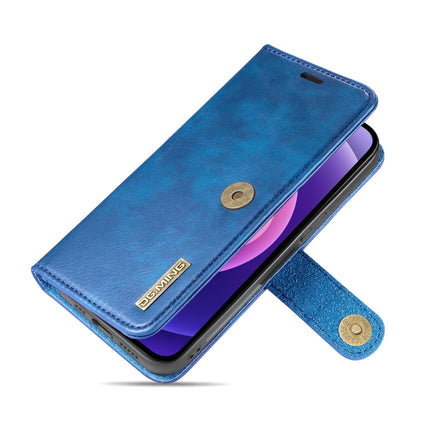 DG.MING Crazy Horse Texture Flip Detachable Magnetic Leather Case with Holder & Card Slots & Wallet For iPhone 13(Blue)-garmade.com