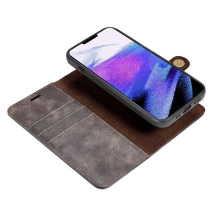 DG.MING Crazy Horse Texture Flip Detachable Magnetic Leather Case with Holder & Card Slots & Wallet For iPhone 13 Pro Max(Grey)-garmade.com