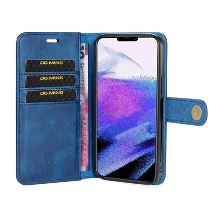 DG.MING Crazy Horse Texture Flip Detachable Magnetic Leather Case with Holder & Card Slots & Wallet For iPhone 13 Pro Max(Blue)-garmade.com