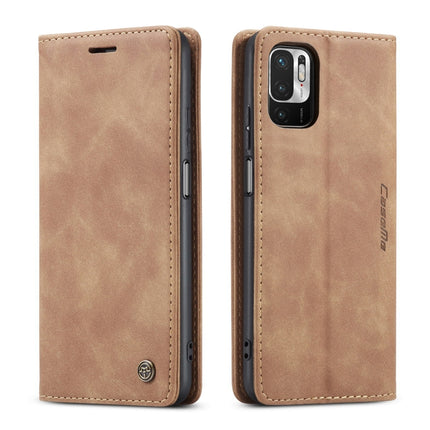 CaseMe 013 Multifunctional Horizontal Flip Leather Case with Holder & Card Slot & Wallet For Xiaomi Redmi Note 10 5G(Brown)-garmade.com