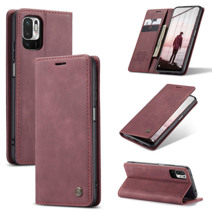CaseMe 013 Multifunctional Horizontal Flip Leather Case with Holder & Card Slot & Wallet For Xiaomi Redmi Note 10 5G(Wine Red)-garmade.com