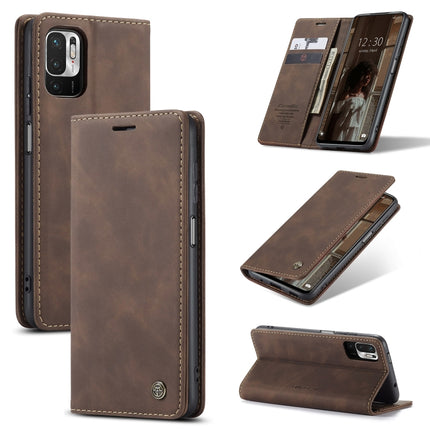 CaseMe 013 Multifunctional Horizontal Flip Leather Case with Holder & Card Slot & Wallet For Xiaomi Redmi Note 10 5G(Coffee)-garmade.com