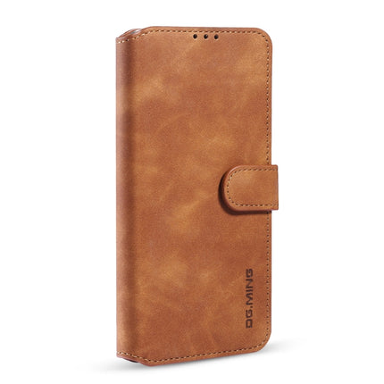 DG.MING Retro Oil Side Horizontal Flip Leather Case with Holder & Card Slots & Wallet For iPhone 13 mini(Brown)-garmade.com