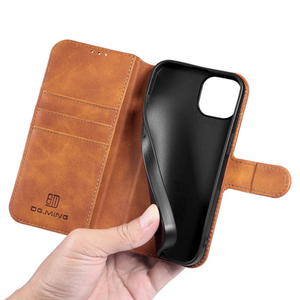 DG.MING Retro Oil Side Horizontal Flip Leather Case with Holder & Card Slots & Wallet For iPhone 13 mini(Brown)-garmade.com
