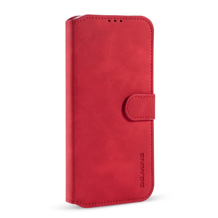 DG.MING Retro Oil Side Horizontal Flip Leather Case with Holder & Card Slots & Wallet For iPhone 13 mini(Red)-garmade.com