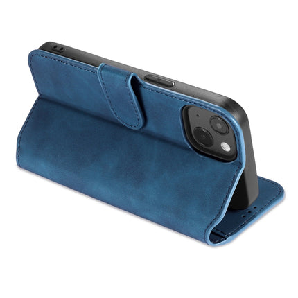 DG.MING Retro Oil Side Horizontal Flip Leather Case with Holder & Card Slots & Wallet For iPhone 13 mini(Blue)-garmade.com