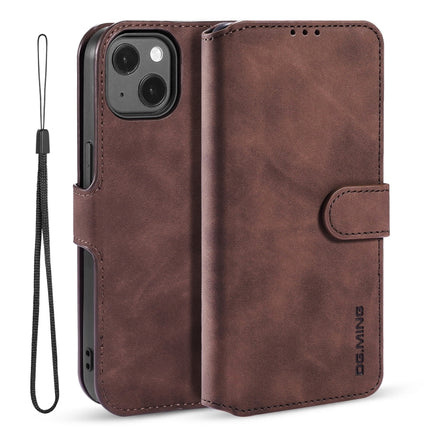 DG.MING Retro Oil Side Horizontal Flip Leather Case with Holder & Card Slots & Wallet For iPhone 13 mini(Coffee)-garmade.com