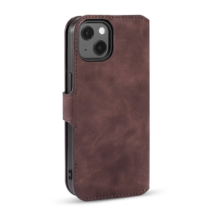 DG.MING Retro Oil Side Horizontal Flip Leather Case with Holder & Card Slots & Wallet For iPhone 13 mini(Coffee)-garmade.com