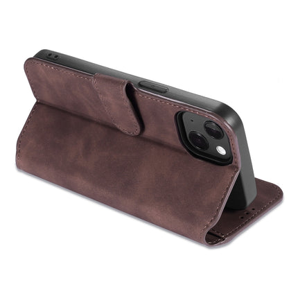 DG.MING Retro Oil Side Horizontal Flip Leather Case with Holder & Card Slots & Wallet For iPhone 13 mini(Coffee)-garmade.com