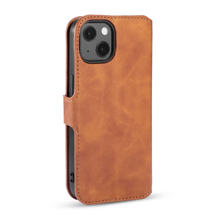 DG.MING Retro Oil Side Horizontal Flip Leather Case with Holder & Card Slots & Wallet For iPhone 13(Brown)-garmade.com