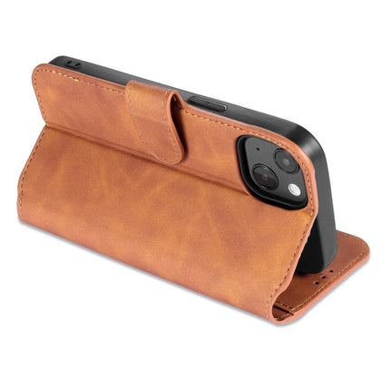 DG.MING Retro Oil Side Horizontal Flip Leather Case with Holder & Card Slots & Wallet For iPhone 13(Brown)-garmade.com