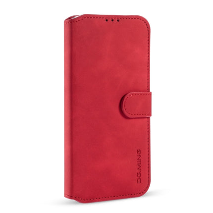 DG.MING Retro Oil Side Horizontal Flip Leather Case with Holder & Card Slots & Wallet For iPhone 13(Red)-garmade.com