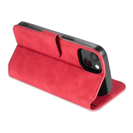 DG.MING Retro Oil Side Horizontal Flip Leather Case with Holder & Card Slots & Wallet For iPhone 13(Red)-garmade.com