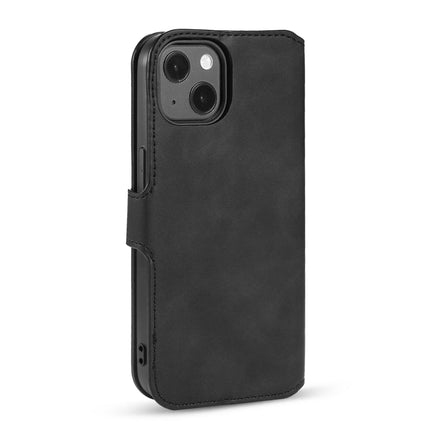 DG.MING Retro Oil Side Horizontal Flip Leather Case with Holder & Card Slots & Wallet For iPhone 13(Black)-garmade.com
