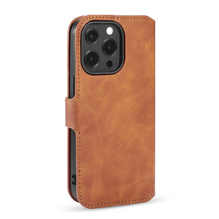 DG.MING Retro Oil Side Horizontal Flip Leather Case with Holder & Card Slots & Wallet For iPhone 13 Pro(Brown)-garmade.com