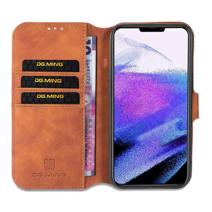 DG.MING Retro Oil Side Horizontal Flip Leather Case with Holder & Card Slots & Wallet For iPhone 13 Pro(Brown)-garmade.com