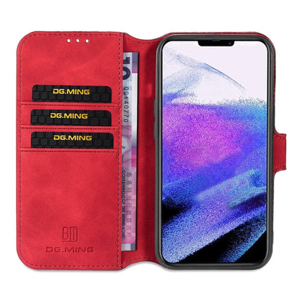 DG.MING Retro Oil Side Horizontal Flip Leather Case with Holder & Card Slots & Wallet For iPhone 13 Pro(Red)-garmade.com