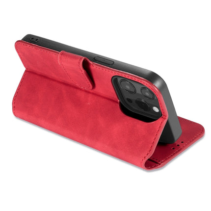 DG.MING Retro Oil Side Horizontal Flip Leather Case with Holder & Card Slots & Wallet For iPhone 13 Pro(Red)-garmade.com