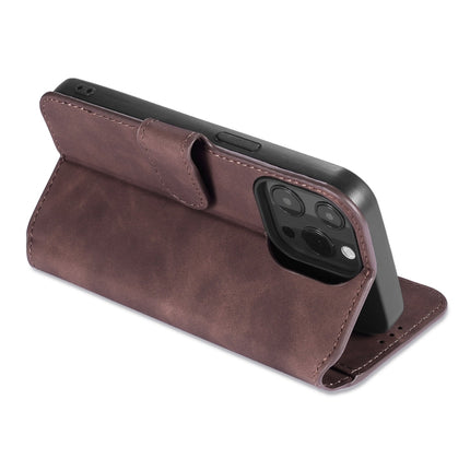 DG.MING Retro Oil Side Horizontal Flip Leather Case with Holder & Card Slots & Wallet For iPhone 13 Pro(Coffee)-garmade.com