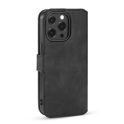 DG.MING Retro Oil Side Horizontal Flip Leather Case with Holder & Card Slots & Wallet For iPhone 13 Pro Max(Black)-garmade.com