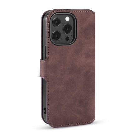 DG.MING Retro Oil Side Horizontal Flip Leather Case with Holder & Card Slots & Wallet For iPhone 13 Pro Max(Coffee)-garmade.com