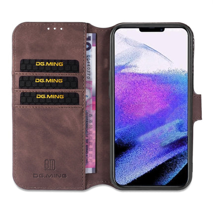 DG.MING Retro Oil Side Horizontal Flip Leather Case with Holder & Card Slots & Wallet For iPhone 13 Pro Max(Coffee)-garmade.com