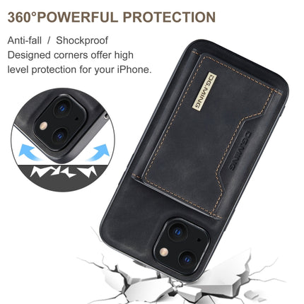 DG.MING M2 Series 3-Fold Card Bag + Magnetic Shockproof Case with Wallet & Holder Function For iPhone 13 mini(Black)-garmade.com