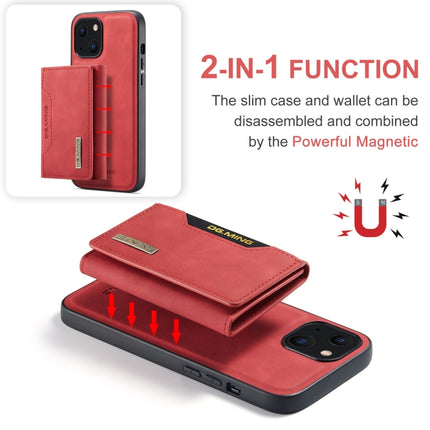 DG.MING M2 Series 3-Fold Card Bag + Magnetic Shockproof Case with Wallet & Holder Function For iPhone 13 mini(Red)-garmade.com
