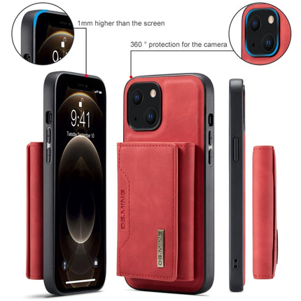 DG.MING M2 Series 3-Fold Card Bag + Magnetic Shockproof Case with Wallet & Holder Function For iPhone 13 mini(Red)-garmade.com